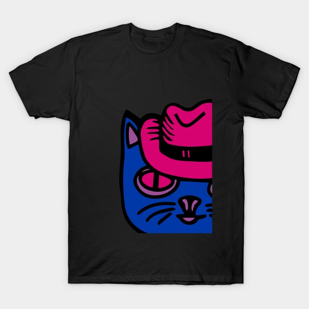 Cat in bisexual pride colors T-Shirt by teesdottop